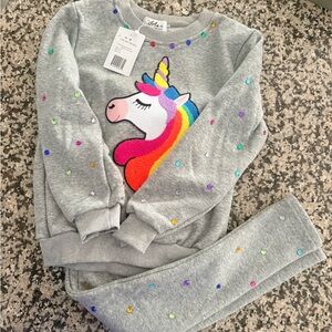 NWT Lola and The Boys Matching Set with Unicorn and jewels sz8
